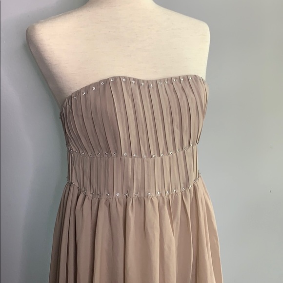 Strapless Taupe Rhinestone Party Dress New Small - Picture 2 of 14